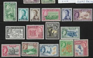 Fiji - Qe (1954) Complete Set Of 15 To £1 Hinged Sg 280 - 295 (cv £85)