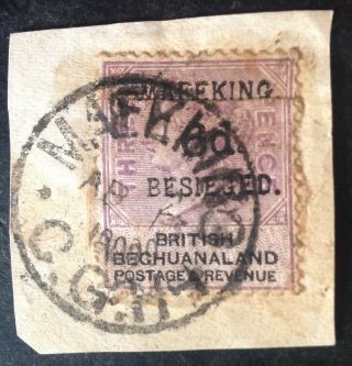 Mafeking 1900,  6d On 3d Lilac Stamp On Piece With Clear Cancel