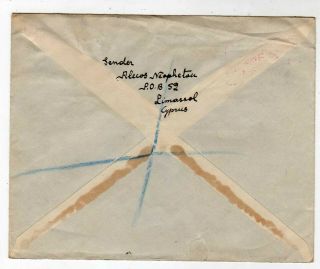 CYPRUS 1939 REGISTERED COVER LIMASSOL TO UK,  4p FRANKING,  BOXED PASSED CENSOR 2