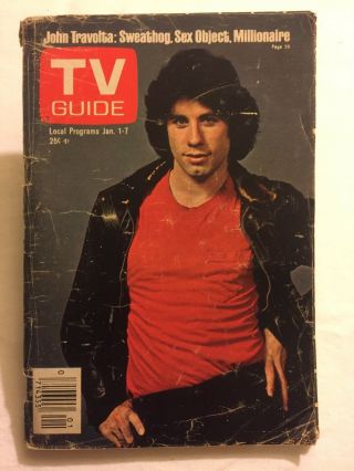 Vintage Tv Guide Jan 1 - 7,  1977 John Travolta Sweathogs Nr