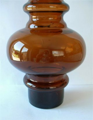 Large Vintage Art Glass Vase - Unusual Shape - Dark Amber / Brown colourway 2