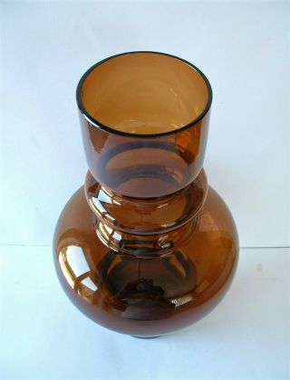 Large Vintage Art Glass Vase - Unusual Shape - Dark Amber / Brown colourway 3