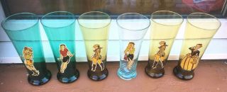 Vintage 40s 50s Peek - A - Boo Nude Pin Up Girls Peep Show Drinking Glasses