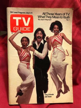 Vintage Tv Guide July 5,  1975 Tony Orlando And Dawn Ny Metro Edition
