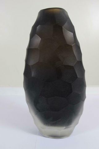 Vintage Murano Art Glass Battuto Dark Amber Vase 7 " Inches
