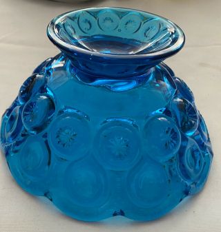 Vintage LE Smith Moon & Stars Compote Glass Footed Candy Dish Gorgeous Blue Rare 3