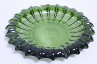Blenko Emerald Green Art Glass Ashtray Ribbed Mid Century Look,  Large 10 "
