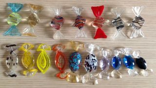 Vintage Murano Glass Sweets Candy Decorations 17pcs