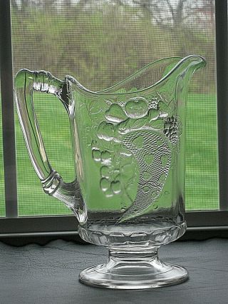 Eapg Early American Dalzell Gilmore & Co.  Cornucopia Water Pitcher Ca.  1885