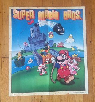Vtg 1989 " Nintendo Cereal System " Premium Poster Mario Bros.  Rare 80 