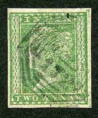 India 1854 2a Green Fine Four Margins