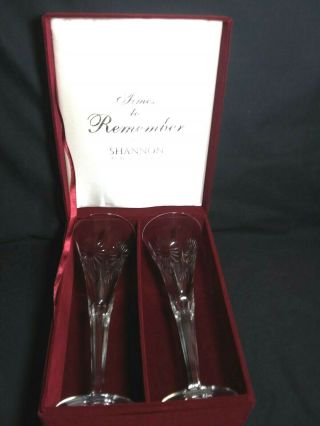 Vintage Gift Box With Two Shannon Crystal Champagne Flutes