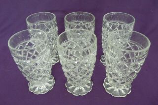 6 Anchor Hocking Glass Waterford Waffle Clear 10 Oz.  Tumblers Depression 5 1/4 "