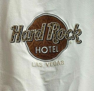 Hard Rock Hotel Las Vegas Vintage 90s White Sweatshirt W Leopard Velour Size Lg