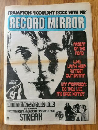 Record Mirror Newspaper July 1st 1972 David Bowie Cover