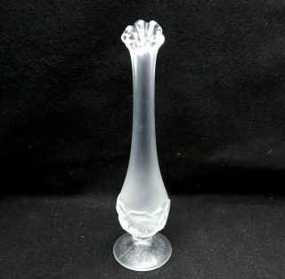 Vintage Fenton Frosted Glass Bud Vase,  10 "
