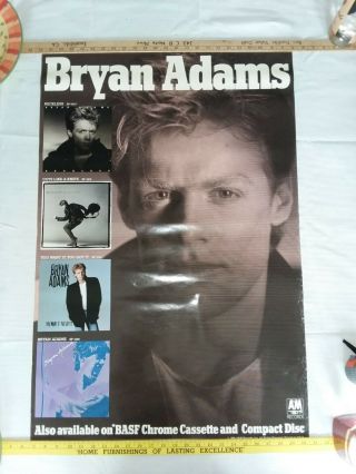 Bryan Adams Music Poster Promoting His First Four Albums From 1985 A&m Records