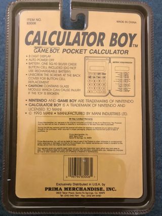 Vintage 1993 Nintendo Calculator Boy Pocket Calculator In Package 2