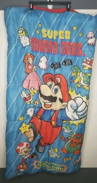 Vintage Mario Bros.  Sleeping Bag 1988 52 " X 27 " Nintendo Youth