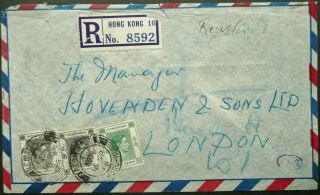 Hong Kong Kgvi 16 Sep 1946 Registered Airmail Cover To London,  England - See