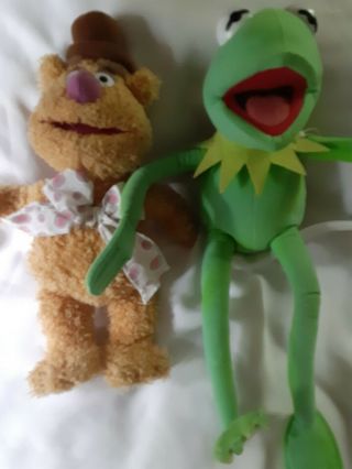 Disney Parks Fozzie Bear Plush The Muppets 10 " Stuffed Toy & Nanco Kermit Plush