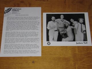 Jethro Tull - 1985 Uk Promo Press Release With Promo Photo