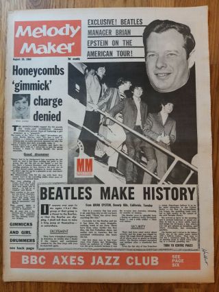 Melody Maker Newspaper August 29th 1964 The Beatles Make History Cover