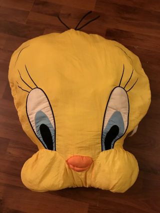 Vintage Tweety Bird Head Looney Tunes 20 X 18 Pillow Puffy Nylon Stuffed Plush