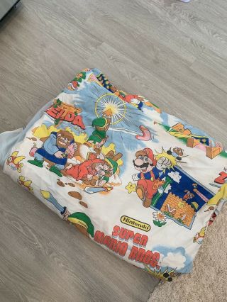 Vintage 1988 Nintendo Mario Link Zelda Characters Bed Cover Blanket