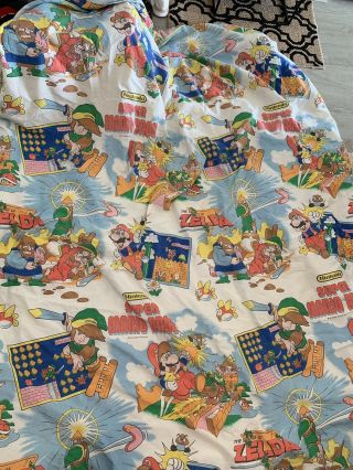 Vintage 1988 Nintendo Mario Link Zelda Characters Bed Cover Blanket 3