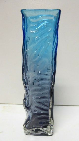 Vintage Blue Cased Art Glass Vase Made In Japan
