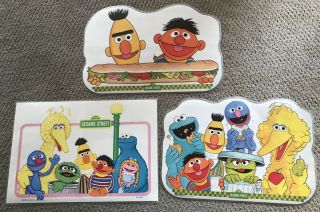 Exc Orig 3 Sesame Street 1981 - 82 Playtime Placemats Ernie & Bert,  The Muppets,