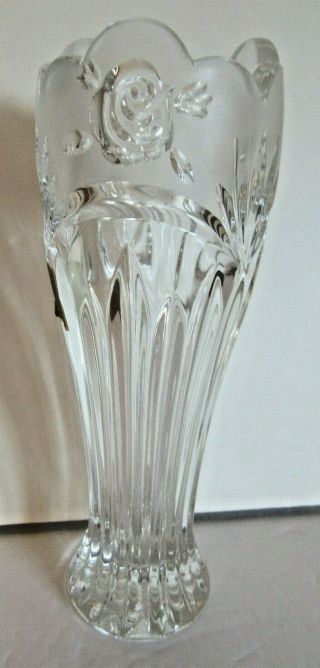 Oneida 24 Lead Crystal Glass Bud Vase Southern Garden Clear & Frosted Germany 2