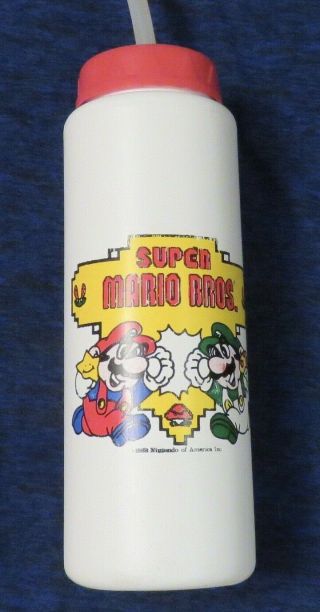 1988 Nintendo Of America Inc Mario Bros.  Luigi Water Bottle Nes Era Rare