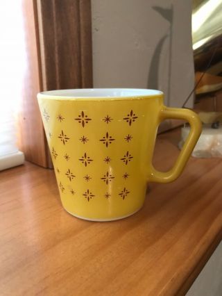 Pyrex 1410 Yellow Foulard 10oz Milk Glass Coffee Cup Mug