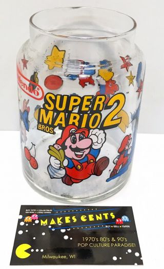Vintage 80’s Mario Bros.  2 Glass Candy Cookie Jar 1989 Nintendo Nes