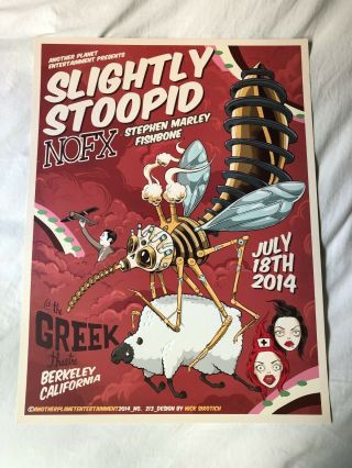 Slightly Stoopid & Nofx 18 " X 24 " Concert Poster - Greek Theatre,  Berkeley Ca