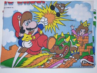 Vintage 1988 Nintendo Mario Bros & Legend Of Zelda Twin Flat Bed Sheet