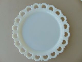 Vintage Anchor Hocking Old Colony Lace Edge Milk Glass 13 " Medium Torte Plate