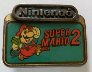 Vintage 1989 Nintendo Mario Bros 2 Enamel Brass Belt Buckle Rare