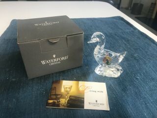 Rare 4 " Waterford Cut Crystal Goose Figurine With Label
