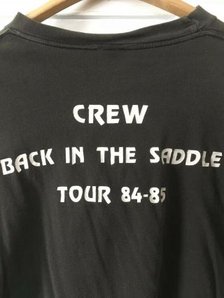 Vintage AEROSMITH “CREW BACK IN THE SADDLE TOUR 84 - 85”,  T - shirt L Black. 2