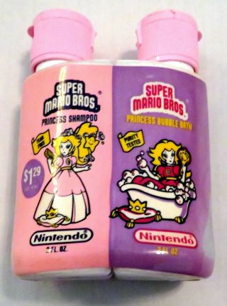 Mario Bros.  Nintendo Princess Peach Shampoo Bubble Bath Tub Wash 1990