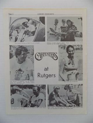 Carpenters At Rutgers Page Richard Karen Circa 70s Vintage Htf Rare