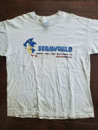 Rare Vintage Sonic The Hedgehog Sega World Uk Shirt - Xl
