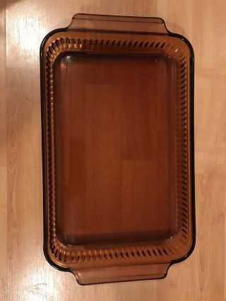 Vintage - Anchor Hocking - Amber Glass Dish 1440 3 Qt 9x14 Inch Baking Casserole