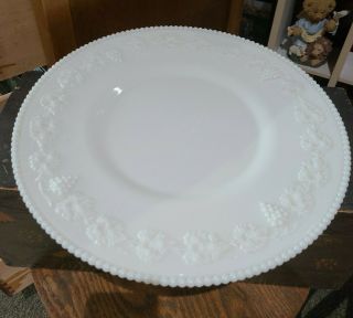 Westmoreland Grape White Milk Glass Beaded Edge Torte Plate Platter ♡ 14 1/2 "