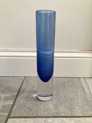 Swedish/Swedish Type Art Glass Vase - Cobalt Blue with Clear Base - Vintage - MCM 2