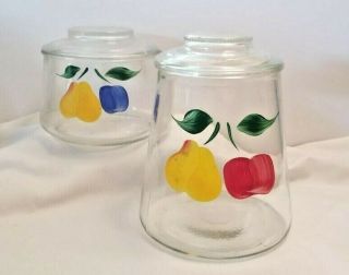 2 Piece Vintage Bartlett Collins Gay Fad Glass Cookie Jar & Short Canister Jar