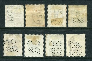 Old China Hong Kong GB QV 8 x Stamps with Perfins 3
